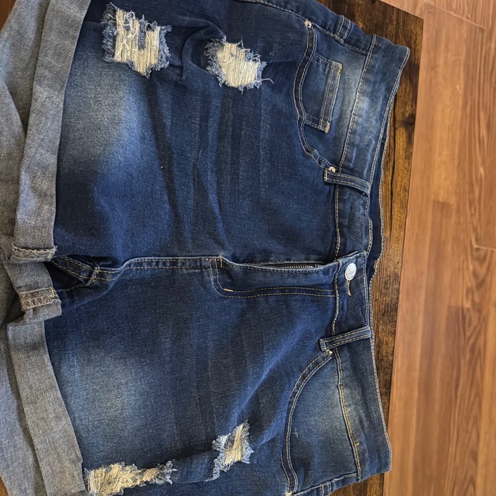 Distressed Denim Shorts